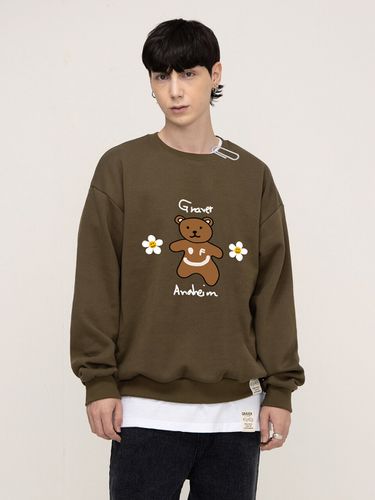 UNISEX] Big Bear Flower Smile Printed Sweatshirt - GRAVER - Modalova