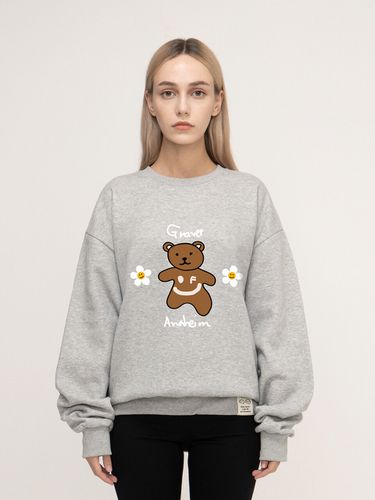 UNISEX] Big Bear Flower Smile Printed Sweatshirt - GRAVER - Modalova