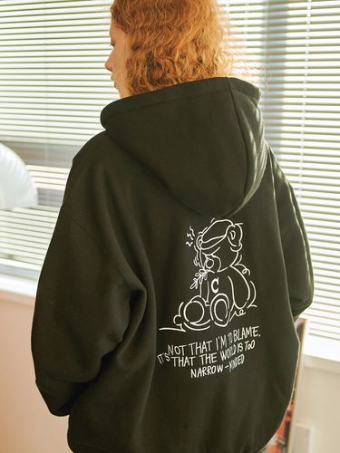 Trembling Bear Embroidered Fleece-Back Zip-Up Hoodie - CPGN - Modalova