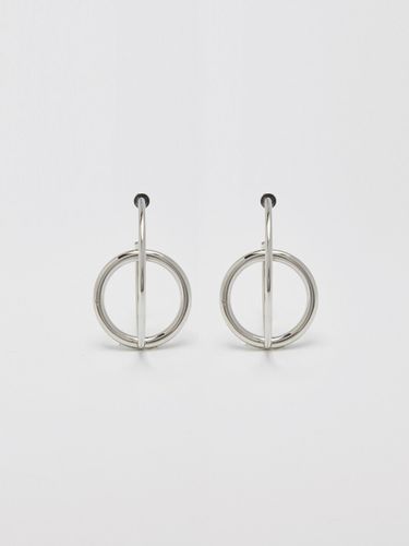 Crossed Round Hoop Earring_Silver - viollina - Modalova