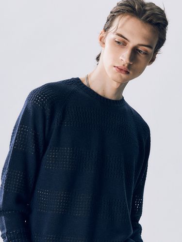 E-MORINA Round Neck Knit_Brook Navy - EDWARDMAX - Modalova