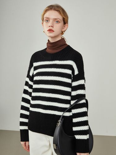 Loose Marine Stripe Sweater_Black - We’Dee - Modalova