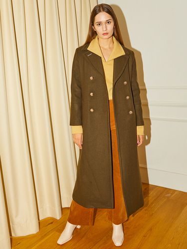 Wool Double Gold Button Q Stitch Long Coat - 320SHOWROOM - Modalova