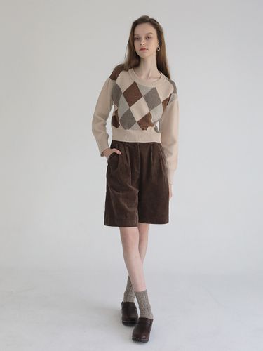 Argyle Knit Vest_Beige - SOFT SEOUL - Modalova