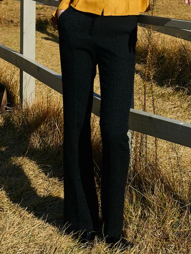 Tweed Bootcut Pants (Black) - Amour moier - Modalova