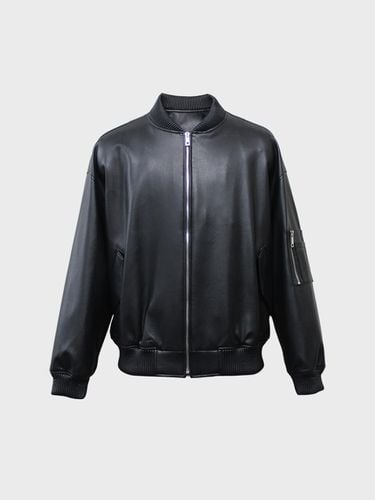 MA-1 Fake Leather Jumper Black - MUGUET - Modalova