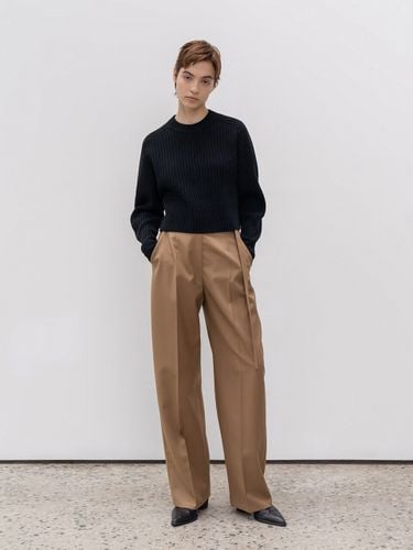 Wool Wide-Leg Belted Trousers_Beige (JUJS103) - jain song - Modalova