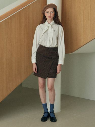 Wool Check Tweed Mini Skirt_Brown - Near&Dear - Modalova