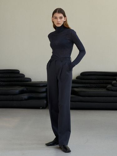 Belted Wool Pants Navy - VUNSCH - Modalova