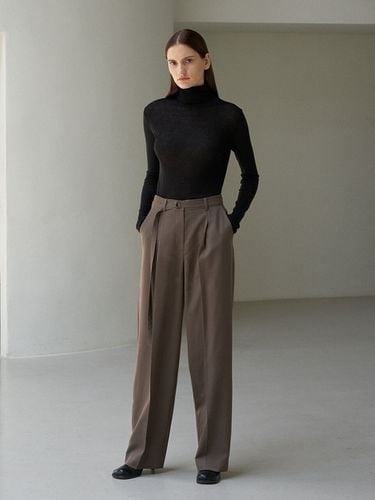 Belted Wool Pants Dark Brown - VUNSCH - Modalova