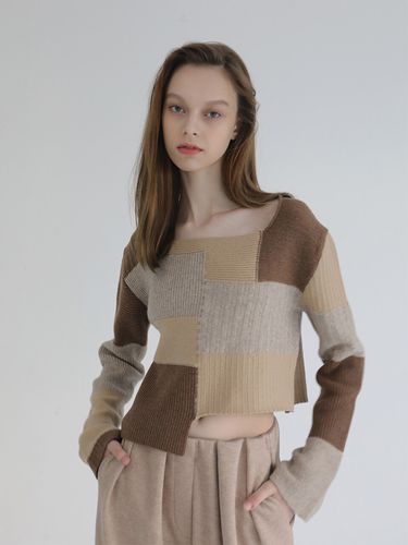 Color Block Knit_Brown - SOFT SEOUL - Modalova