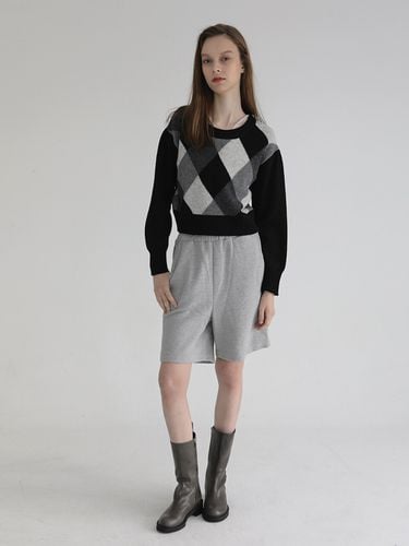 Argyle Knit Vest_Black - SOFT SEOUL - Modalova