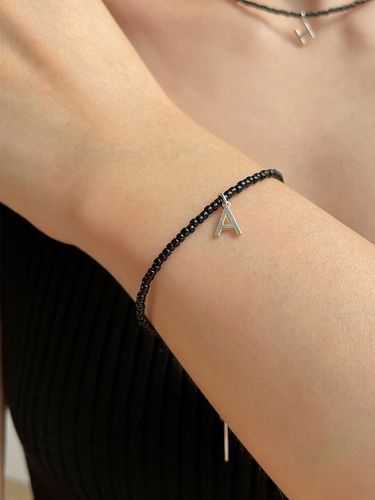 Black Initial Bracelet - leeENoir - Modalova