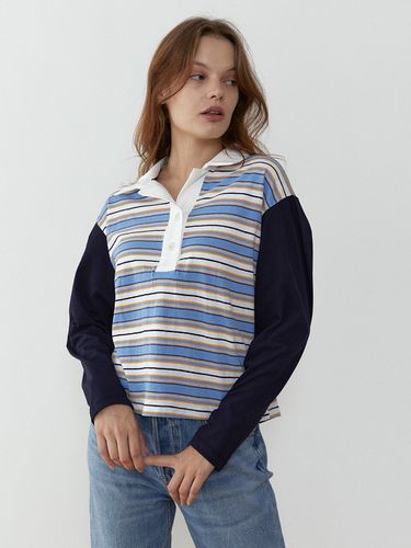 Striped Collar Tshirt (Blue) - molto - Modalova