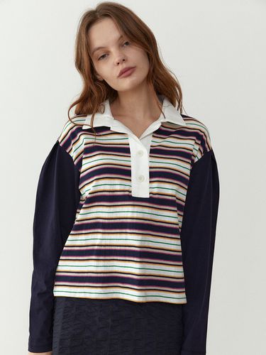 Striped Collar Tshirt (Navy) - molto - Modalova