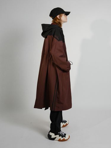 Hood Color Block Coat_Wine - ellonarc - Modalova