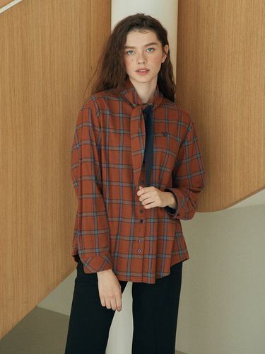 Scarf Collar Check Shirt_Brown - Near&Dear - Modalova