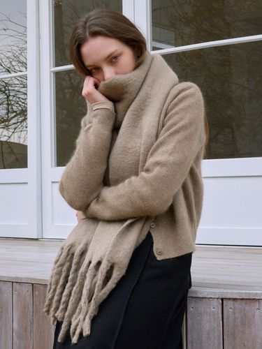 Wool Long Wide Muffler - Beige - ADAUL - Modalova