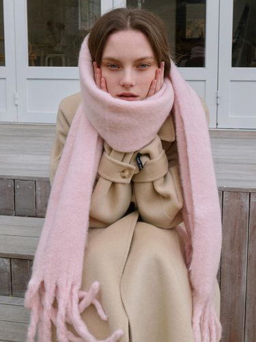 Wool Long Wide Muffler - Soft Pink - ADAUL - Modalova