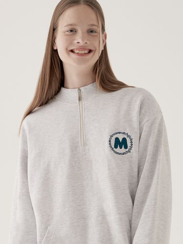 Half Neck Zip Sweatshirt_Melange - MATCHGLOBE - Modalova