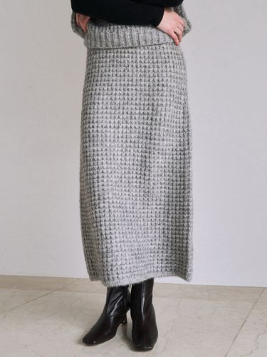 Square Wale Knit Skirt (Gray) - ADAUL - Modalova