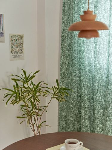 Romantic Flower Cotton Curtain_Green - DECOVIEW - Modalova