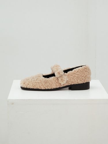 Curly Fur Mary Jane Flats - Beige - TWVP - Modalova