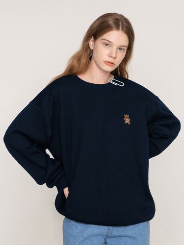 Unisex] Small Bear Embroidered Smile Sweatshirt _ - GRAVER - Modalova