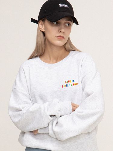 UNISEX] Small Rainbow Life Smile Sweatshirt Melange White - GRAVER - Modalova