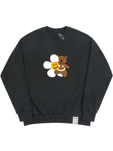 Unisex] Flower Bear Smile White Clip Sweatshirt _ - GRAVER - Modalova