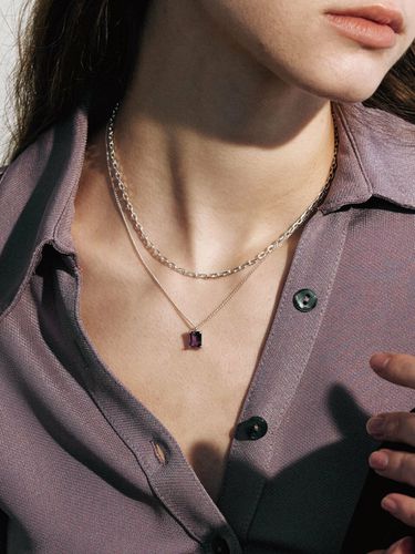 Double Chain EM Stone Necklace - Amethyst - THE PART OF - Modalova