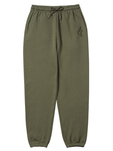 ACL Loose-Fit Embroidery Sweatpants (Fleece-lined)_Khaki - AKIII CLASSIC - Modalova