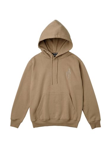 ACL Loose-Fit Embroidery Hoodie (Fleece-lined)_Dark Beige - AKIII CLASSIC - Modalova