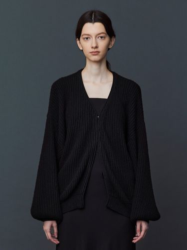 V-neck Cardigan (Black) - atempo - Modalova