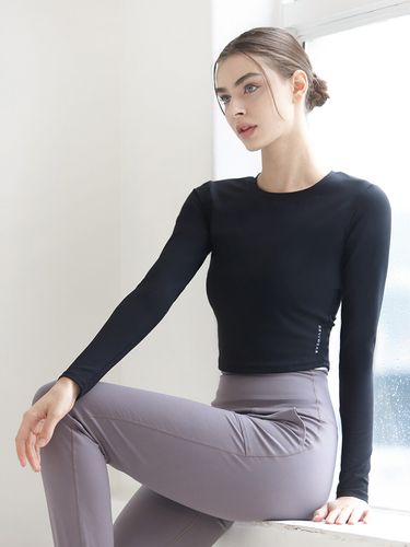 DEVI-T0071 Pilates Essential Crop Long Sleeve_Black - DEVIWEAR - Modalova