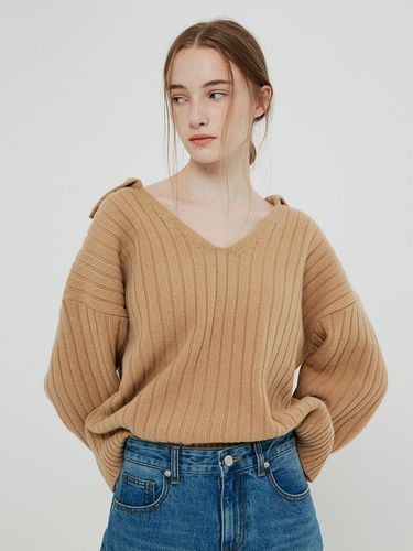 Wide Collar Knit Top (Beige) - Bensimon - Modalova