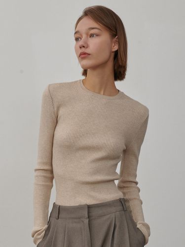 Inner Ribbed Round Knit (Beige) - camino - Modalova