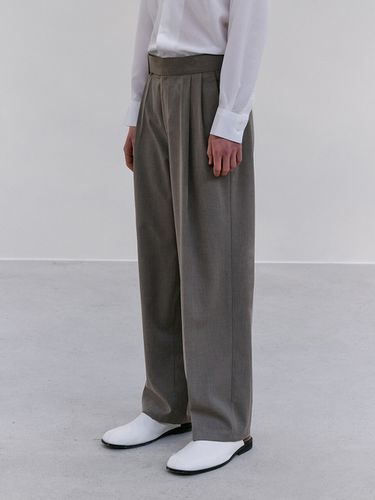 Wool Blend Double Button Balloon Slacks - AREUBAN - Modalova