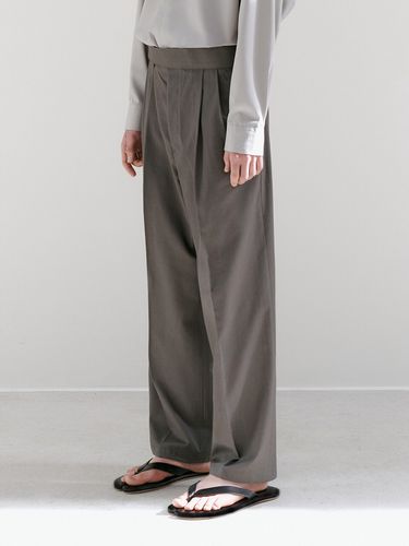 Wool Blend Double Button Balloon Slacks - AREUBAN - Modalova