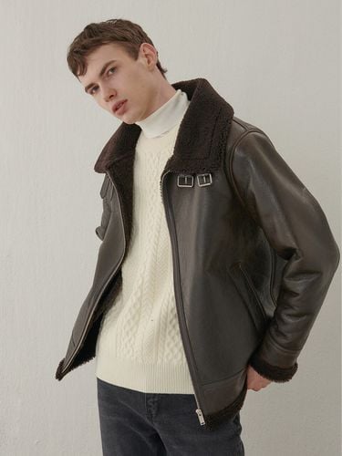 Distressed Lamb Leather and Shearing Jacket - PINBLACK - Modalova