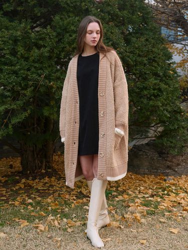 Oversized Coloring Cardigan (Beige) - ADAUL - Modalova