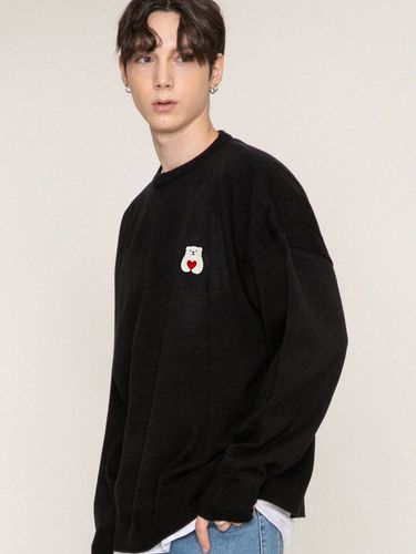 Unisex] Polar Bear Heart Embroidered Round Knit _ - GRAVER - Modalova