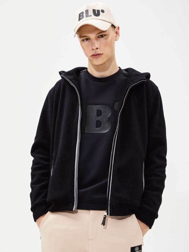 Fleece Hood Zip Up Top (Black) - BLUDOT - Modalova