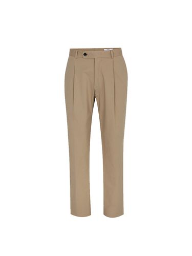 Pintuck Detail Tapered Pants Beige - SOLEW - Modalova