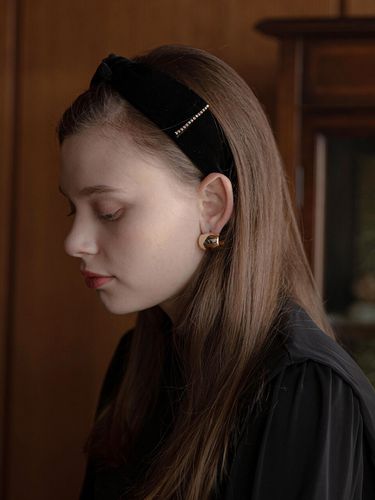 Stone Velvet Ribbon Hairband - Jean Paul Clarisse - Modalova