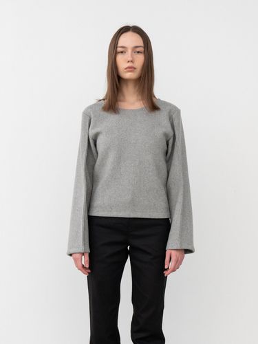 Wool Rolled Sleeve Top (Gray) - FINNLEE - Modalova