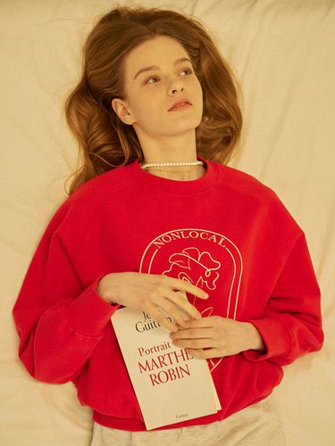 Rose Print Sweatshirt_Red - NONLOCAL - Modalova