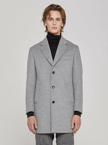 Notched Collar Half Coat Light Gray - SOLEW - Modalova