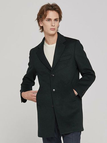 Notched Collar Half Coat Dark Green - SOLEW - Modalova