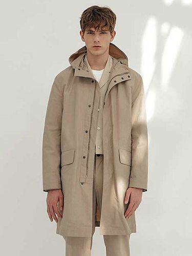 Loose Fit Hooded Coat Beige - SOLEW - Modalova